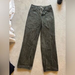 Zara Olive Green/Gray shiny jeans